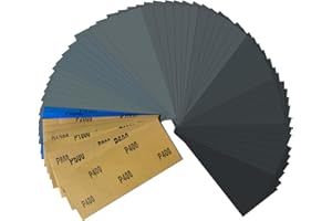 AURIIKOOP Carta Vetrata Umida e Asciutta 23 x 9 Cm, Grana 400 600 800 1000 1200 1500 2000 2500 3000, Carta Vetrata Fine per Auto Metallo Legno Vernice Vetro Levigatura Finitura (63)