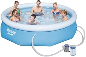 Bestway - Piscine Gonflable Hors Sol Ronde Fast Set diamètre 305 cm Hauteur 76 cm avec Pompe de Filtration