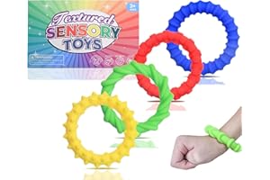 SINIRTTOU 4 Piezas Anillos Sensoriales de Silicona, uguetes Sensoriales Antiestrés, Anillos de Acupresión Pulsera Juguetes Sensoriales, para Niños y Adultos, Autismo, Reducir la Ansiedad
