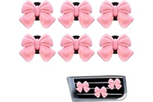 Gkhlg 6 Pieces Car Accessories Interior Pink Vent Clips for Women for All Car Models Enhances Interior Beauty and Personal Style (Pink Bow, 6 Pack)