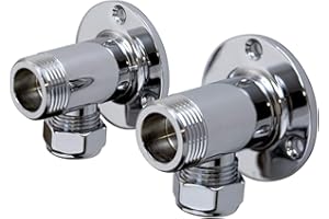 ENKI P10 Backplate Wall Elbows Exposed Pipes Thermostatic Bar Mixer Shower Valve, Shower Fixing Kit, Surface Mounted Pipework Fittings