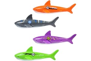 HTHL 4 Pack Set Pool Toys Diving Torpedo Shark Shape Gliding Torpedo For Kids Underwater Toys Summer Fun Swimming Toys Age 14+ For Bath Pool Water Park and Sea