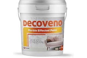 BDLLMDES DECOVENO - Pintura decorativa con efecto mármol, gran tamaño, auténtico estuco veneciano, yeso a base de agua, acabado suave brillante (20 kg, blanco)