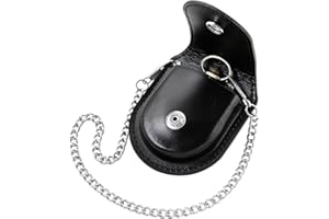 Tiong Vintage Black/Brown PU Leather 45 mm Pocket Watch Pouch Men Storage Holder Pocket Watch Protector Stand with Chain for Men