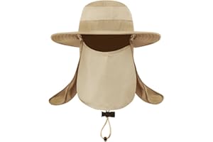 AfinderDE Herren Sommer Anti-UV Hut Gartenarbeit Fischer Sonnenhut Sonnenhüte Sommerhut Faltbar Ultrleicht Mütze mit abnehmbar Nackenschutz Halstuch