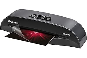 Fellowes Plastificatrice A3 Calibre per piccoli uffici, Pronta in 1 minuto con Spegnimento e modalità Riposo, 80-125 Micron, Kit con 10 fogli A4 per plastificazione incluso, Nero