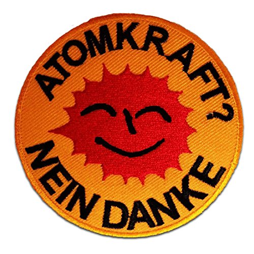 Aufnäher / Bügelbild - Atomkraft Nein Danke! - gelb - Ø9 cm -Patch Aufbügler Applikationen zum aufbügeln Applikation Patches Flicken