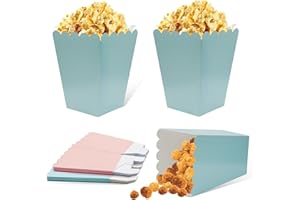 FINEASY 22 Piezas Caja de Palomitas Bolsas de Palomitas de Maíz, Box Popcorn, Porta Contenedores de Palomitas para Fiestas Noches de Cine (Azul)