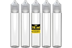 Copackr Chubby Gorilla V3 75 ml PET-Kunststoff-Einhorn-Flaschen für Flüssigkeiten und Öle – leere Tropfflaschen – 5 x 75 ml (transparente Flasche mit transparente Verschluss)