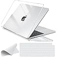 EooCoo Case compatible for M3 M2 Macbook Air 13.6 inch A3113 A2681 with Touch ID, 2022 2024 Release, Plastic Hard Shell + Keyboard Cover + Polishing Cloth - Crystal Clear