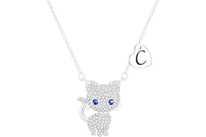 Esmoly Gifts for Girls Cat Necklaces for Girls Initial Necklace Heart Letter A-Z Cute Birthday Gifts for Women Daughter Granddaughter Niece 16+2 Inches