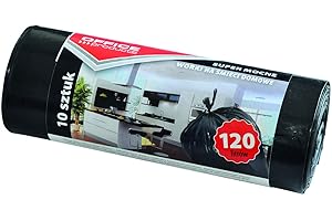 OFFICER PRODUCTS Office Products 22022232-05 Müllbeutel 120 L - 10 Stück Extra Stark LDPE| Müllsäcke Mülltüte Abfallsäcke Mülltüte für Den Hausmüll für das Büro| Farbe: Schwarz | Foliendicke: 24 μm