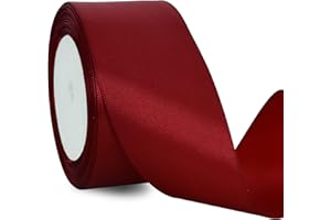 TONIFUL Rouleau de Ruban de Satin Bordeaux de 5cm x 22M de Large pour travaux manuels, chaises, emballages Cadeaux, Cartes d'invitation, nœuds Floraux, Mariage, décoration de Voiture