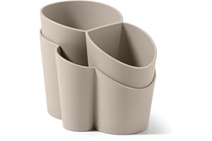 BLIMPLUS Scolaposate Gocciolo 4 scomparti 2 contenitori colore tortora opaco (Moka) plastica 100% riciclabile, Non Tossico, Facile da Pulire, Base Stabile, Fondo Forato per il Drenaggio dell'acqua