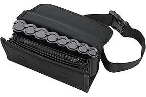 HMF Cartera de camarero con cremallera, correa de transporte, 20,5 x 6,5 x 10 cm, negro