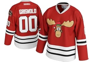 UNLC Youth Clark Griswold #00 X-Mas Christmas Vacation Movie Eishockey-Trikot, Rot