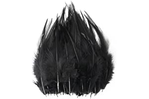 WANGRUIDA Lot de 200 plumes de coq noires de 12,7 à 17,8 cm pour travaux manuels plumes naturelles de faisan boucles d'oreilles pendentifs, attrape-rêves