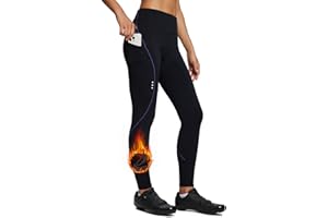 baleaf Pantalon de Cyclisme d'hiver pour Femme Imperméable Doublure en Polaire Coupe Vent Long Rembourré 4D avec Poche