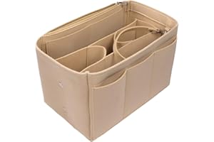 MIHURO Handtaschen Organizer,Filz Taschenorganizer mit Entnehmbare Fächer,Handtaschenordner Organizer Tasche mit Reißverschluss,Bag in Bag Handtaschenordner Beige,Taschenorganizer Shopper mit Schlüsselkette