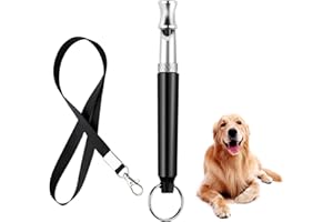 LBJFYHJN Fischietto per cani ad alta frequenza silenzioso, accessorio per cani anti-abbellamento ultrasonico con cordino, fischietto regolabile per tutte le razze - nero