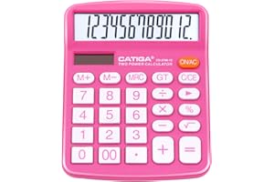CATIGA Calcolatrice da scrivania a 12 cifre con grande schermo LCD e pulsante sensibile, doppia alimentazione solare e batteria, funzione standard per ufficio, casa, scuola, CD-2786