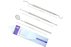 MJW Kit orale 3 pezzi Manico a specchio Tartar and Explorer Hook Pick Double Ended Igiene orale Pulizia dei denti Detergente per denti Sbiancamento dei denti