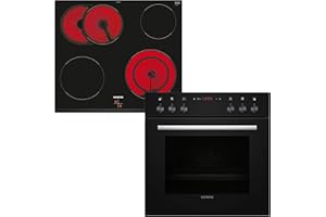 ‎SIEMENS Siemens EQ110KA1B iQ100 Herd-Glaskeramik-Kochfeld-Kombination (herdgesteuert), 59,4 cm breit, Schnellaufheizung, 3D Heißluft - gleichmäßige Hitze auf bis zu drei Ebenen, zuschaltbare Bräterzone