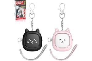 EARGRACE Personal Alarm, 2 Pack 130 dB Reusable Loud Siren Song Emergency Self-Defense Security Alarm Keychain with LED Light, Small Personal Sound Safety Alarm for Women, Men, Kids, Elderly(Black/Pink)