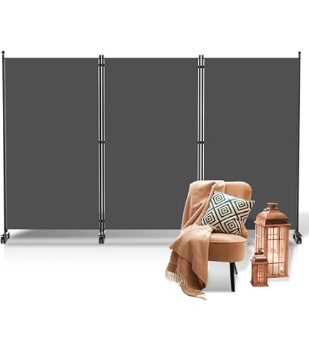 Angel Living Paravent 4 panelen, opvouwbare ruimteverdeler, vrijstaande scherm, wand, ruimteverdeler, scheidingswand voor kantoor, balkon, slaapkamer, buiten, tuin, 324 x 169 cm, natuurlijk