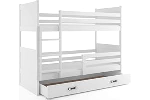 ‎INTERBEDS Interbeds Etagenbett RICO 200x90cm Farbe: Weiβ mit Lattenroste und Matratzen (WEIβ)
