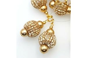 FEATHERS CREATION LTD Feathers Creation 4 Pc Indian Tassel Cut dana Ball for Edging, Blouse, Lehenga, Wedding Metallic (Dull Gold)