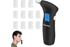LOTNERY UK Breathalyser, Portable High Accuracy Alcohol Tester, BAC Breathalyser with 12 Mouthpieces, Alcohol Detector with LCD Display, Auto-Alarm & Compact Design for Family Dinner, Travel, Car, Party