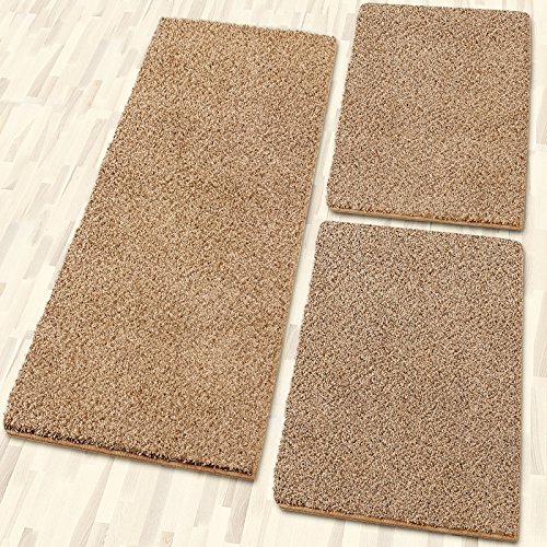 Casa Pura Shaggy-Bettumrandung Sphinx 3-teilig (Beige) - 2