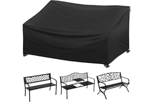 OSTLTTYN Garden Bench Covers 2 Seater Waterproof Heavy Duty Bench Cover 135x71.5x69/89cm All Weather Tear-Proof Garden Furniture Covers for Love Seat Outdoor Storage Benches Sofa, Black