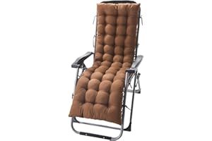 KMQRDZi Cojín para Tumbona de Jardín 155 x 48 x 8 cm - Acolchado para Ratán, Sofá, Lino Sintético y Chaise Lounge (Marrón)