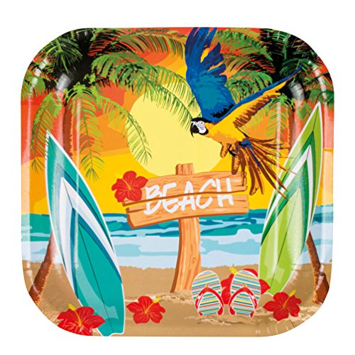 Party Set Hawaii Beach Ara 25 Teile : Teller, Becher, Servietten, Wimpelkette - 2
