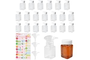 Dzmuero Bottiglia plastica, 20 Bottiglia plastica Riutilizzabile, Bottiglie sensoriali, con Etichetta Adesiva e Imbuto, Bottiglia di plastica con Coperchio, Sicuro e Ben sigillato (80ml, Trasparente)