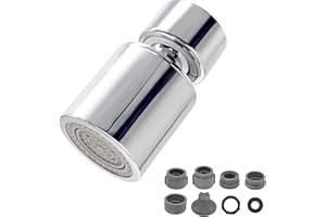 Ainkou Swivel Faucet Aerator, 360 Degree Rotate Kitchen Sink Faucet Head Replacement, 2-Function Flow Faucet Nozzle Soft Stream/Strong Sprayer 22mm Female Thread (Silver)