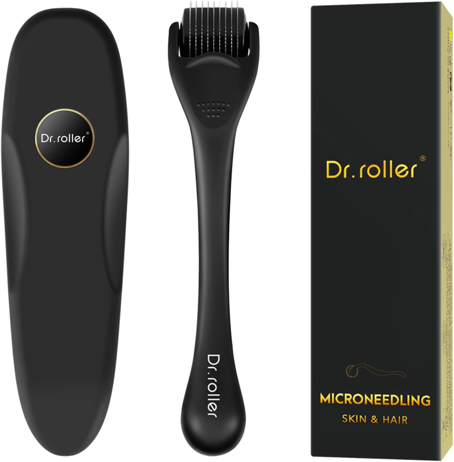 Dr.roller Derma Roller Cabello 0.5mm, Derma Roller para el Crecimiento Antiedad de la Barba y el Cabello, Microneedling para el cuero cabelludo facial