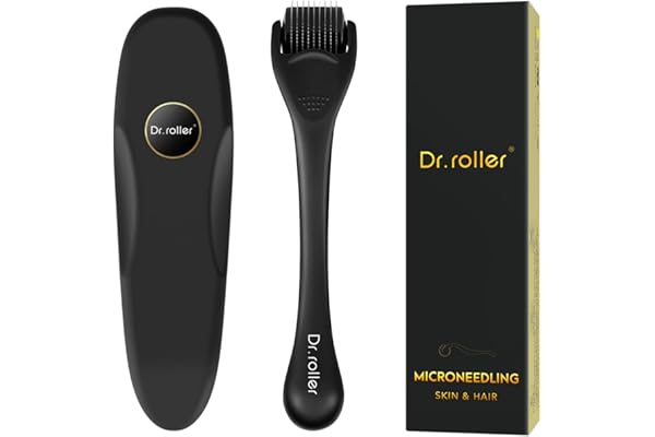 Dr.roller Derma Roller Cheveux, Derma Roller Barbe 540 0.5mm Aiguilles en Titane de, Microneedling Roller Cheveux Repousse, Rouleau Barbe Homme, Stimuler la Croissance de la Barbe et Des Cheveux