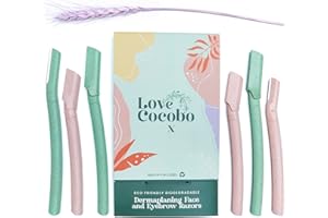 Love Cocobo | Dermaplaning Blades for Face | Eco Wheat Straw Eyebrow Razor | Face Razors for Women | Facial Hair Remover for Women | Peach Fuzz Remover | 6 Pcs 2 Sizes Biodegradable Dermaplane Tool