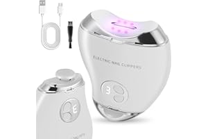 VIHBRAI Electric Nail Clippers for Toenails Fingernails, Cutting and Grinding Automatic& Nail Scraps Storage, 3 Speed Nail Trimmer with LED Light, Rechargeable Safety Nail Cutter for Baby Kids Adults