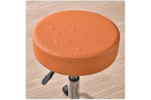 ZZDZW Round Bar Stool Covers Waterproof, PU Leather Bar Stool Cushions Round Stool Slipcovers Stretch Bar Stool Seat Covers Set Of 2/4/6 Barstool Cover,for 12/13/14/15 Inch Bar Chair ( Color : Orange , Size