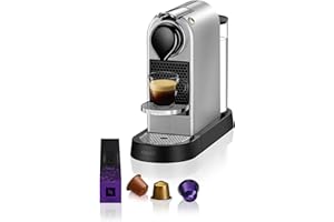 Krups Nespresso Citiz - cafetera de cápsulas monodosis, con 19 bares de presión, thermoblock, función automática con botones retroiluminados, color Plata, modo Eco, Incluye kit bienvenida