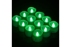 PChero Candele a LED con timer, 12 pezzi, senza fiamma tremolante, alimentate a batteria, candele elettriche, per casa, matrimonio, data, decorazione – verde