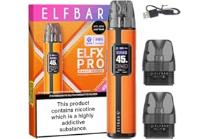 SURVIVAL BOYZ Elf Bar ELFX Pro Pod Vape Kit (Orange) - 7 Colours to choose from - 30 Min Fast Charge 40W Output /1200mAH Battery, Compatible with all ELFX Pod Series - No Nicotine (Orange)