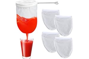 Amfrpar 4 Pezzi Sacchetto Filtrante Alimentare in Maglia Fine Tessuto Filtrante Riutilizzabili Filtri Garza Alimentare Filtrante Borsa per Latte Vegetale, Latte di Noci, Mandorla, Frutta e Cereali