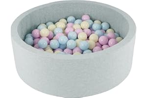 Velinda Bällebad Ballpool Kugelbad Bällchenbad Bällchenpool Kinder Pool mit 200 Bällen (Farbe der Bälle: pink, blau, gelb (Pastell))