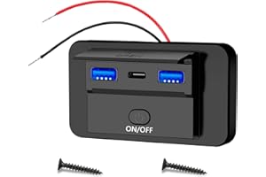 CMANLNYK 12V USB Socket Campervan - 66W 3-Port USB Car Charger Socket with Dual Quick Charge 3.0 & PD for Cars, RV, Boats, Marine, Motorcycle, Truck