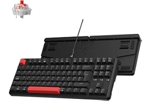 Keychron C3 Pro Custom Gaming Keyboard ISO UK Layout, QMK/VIA Programmable 87 Keys Compact TKL Wired Mechanical Keyboard, Red LED Backlits Gasket Mount with Red Switches for Mac/Windows/Linux